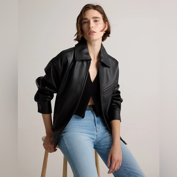 QUINCE 100% Leather Oversized Bomber Jacket - Picture 7 of 11